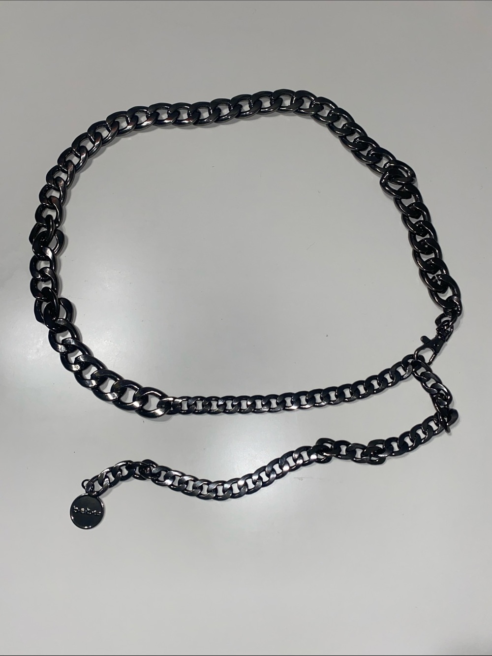 Bebe Gunmetal Dark Silver Chunky Chain Belt